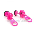 Neón rosa anodizado cremallera diseño falso enchufes pendientes Body Piercing Factory